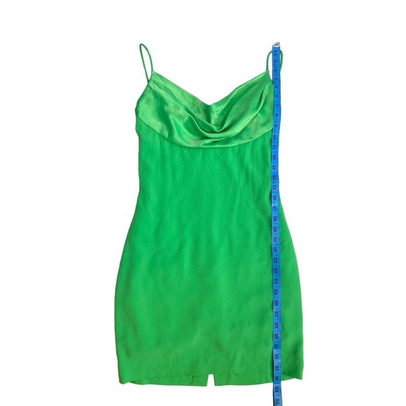 A.J. Bari Neiman Marcus Retro 80-90’s Green Mini Dress Ruffled Scoop Neck SZ10 - Picture 9 of 11